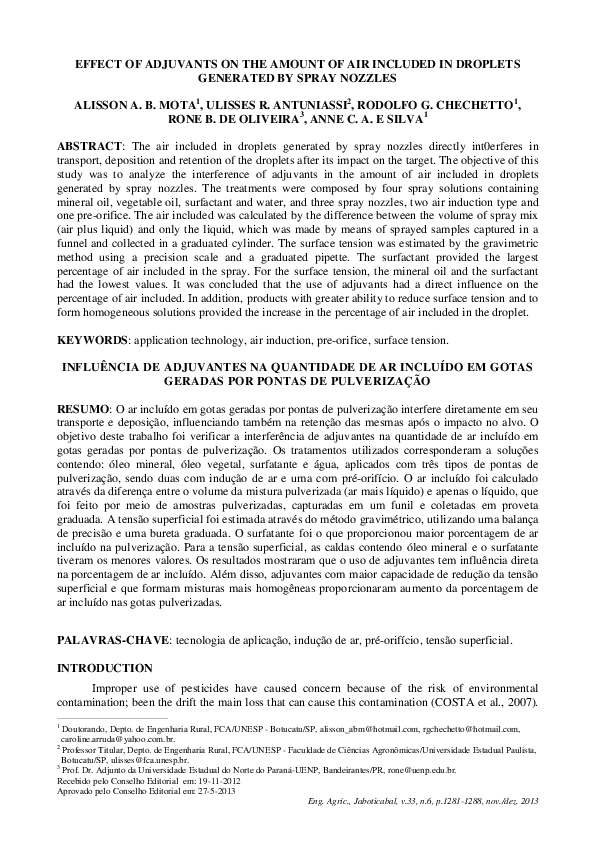 (PDF) Effect of adjuvants on the amount of air included in droplets ...