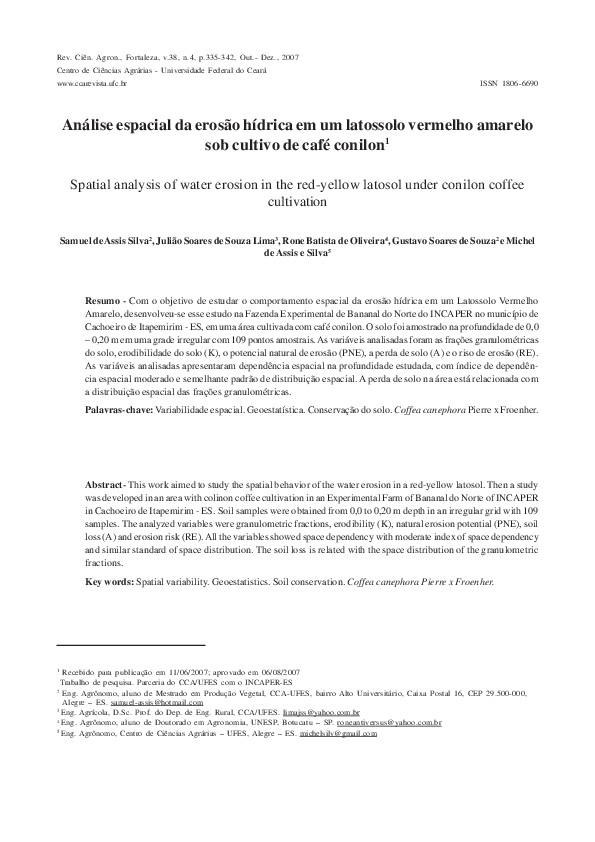 (PDF) Space analysis of water erosion in the red-yellow latosol under ...