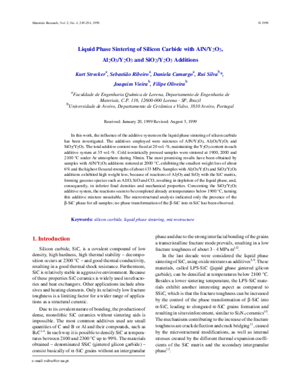 (PDF) Liquid phase sintering of silicon carbide with AlN/Y2O3, Al2O3 ...