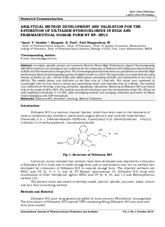 (PDF) Analytical Method Development and Validation for the Estimation ...