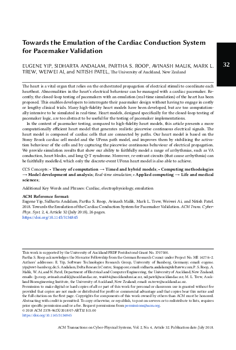 (PDF) Towards the Emulation of the Cardiac Conduction System for ...