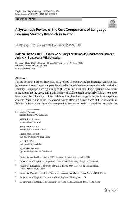 (PDF) A Systematic Review of the Core Components of Language Learning ...