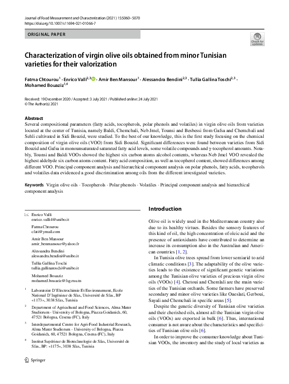 (PDF) Characterization of virgin olive oils obtained from minor ...