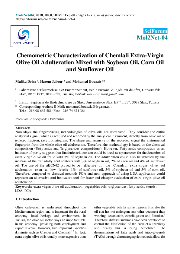(PDF) Chemometric Characterization of Chemlali Extra-Virgin Olive Oil ...