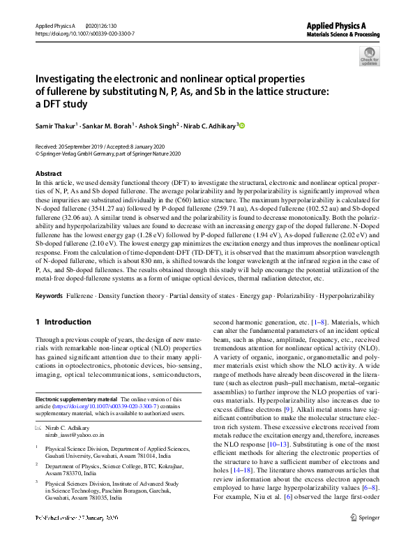 (PDF) Investigating the electronic and nonlinear optical properties of ...