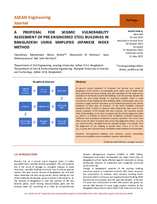 (PDF) A Proposal for Seismic Vulnerability Assessment of Pre-Engineered ...