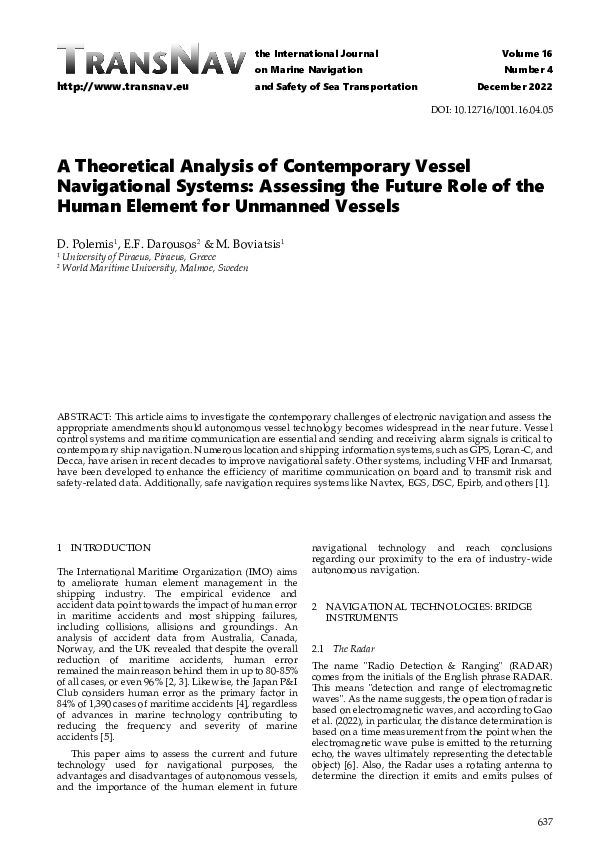 (PDF) A Theoretical Analysis of Contemporary Vessel Navigational ...