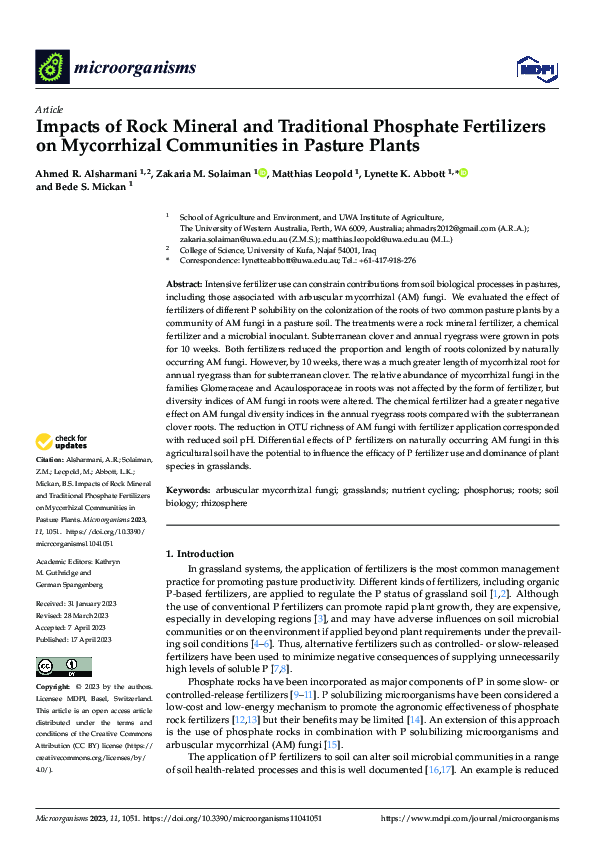 (PDF) Impacts of Rock Mineral and Traditional Phosphate Fertilizers on ...