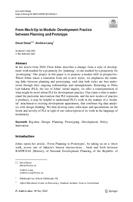 (PDF) From Mock-Up to Module: Development Practice between Planning and ...