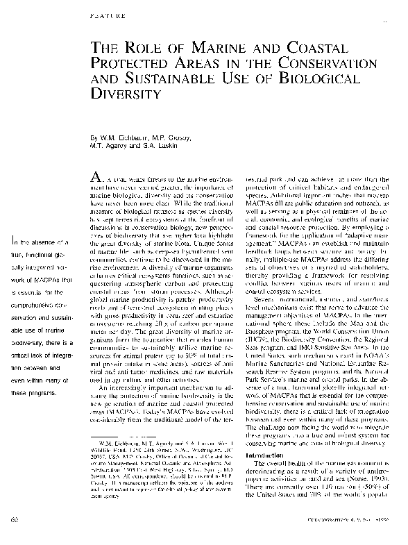 (PDF) The Role of Marine and Coastal Protected Areas in the ...