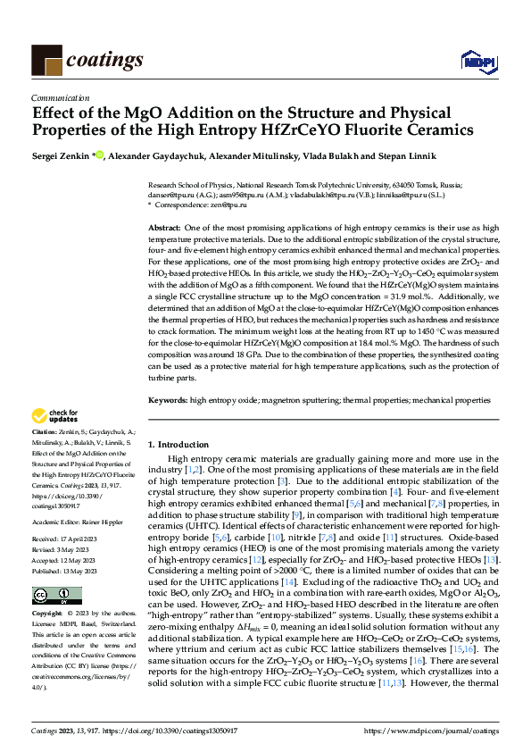 (PDF) Effect of the MgO Addition on the Structure and Physical ...