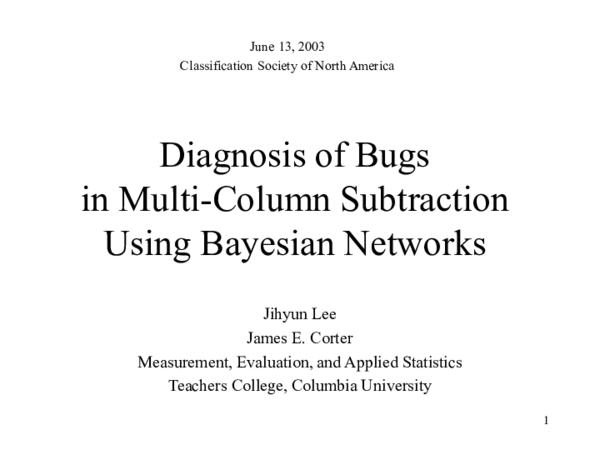 (PDF) Diagnosis of Bugs in Multi-Column Subtraction Using Bayesian Networks