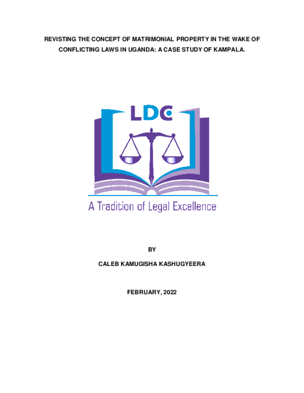 (PDF) REVISTING THE CONCEPT OF MATRIMONIAL PROPERTY IN THE WAKE OF