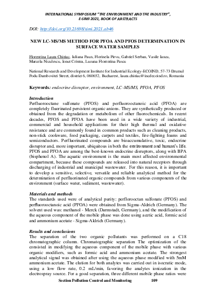 (PDF) New LC-MS/MS Method for Pfoa and Pfos Determination in Surface ...