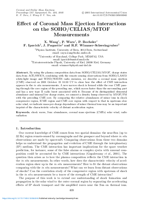 (PDF) Effect of Coronal Mass Ejection Interactions on the SOHO/CELIAS ...