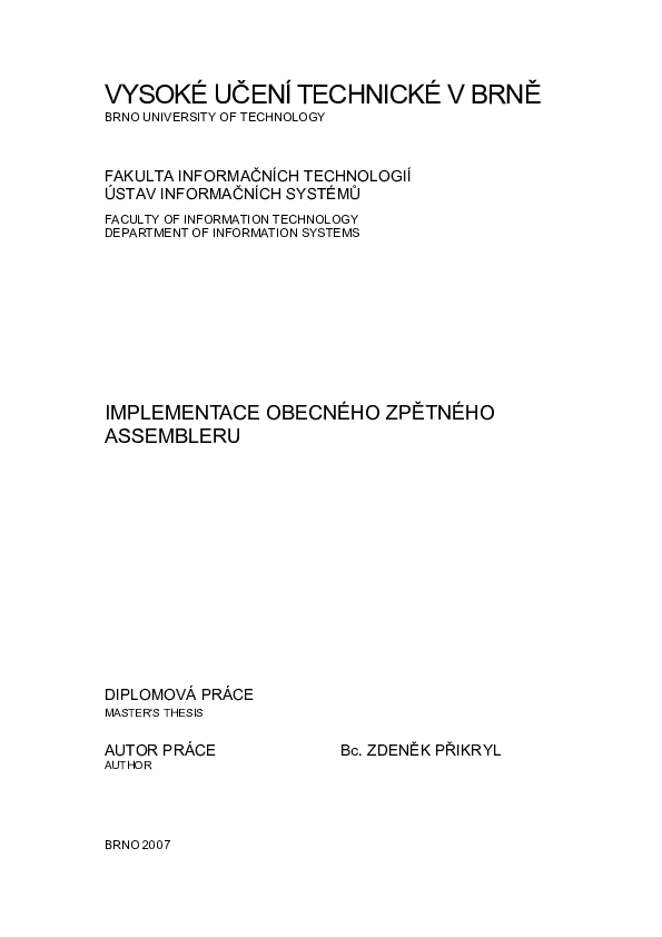 (PDF) Implementation of General Disassembler