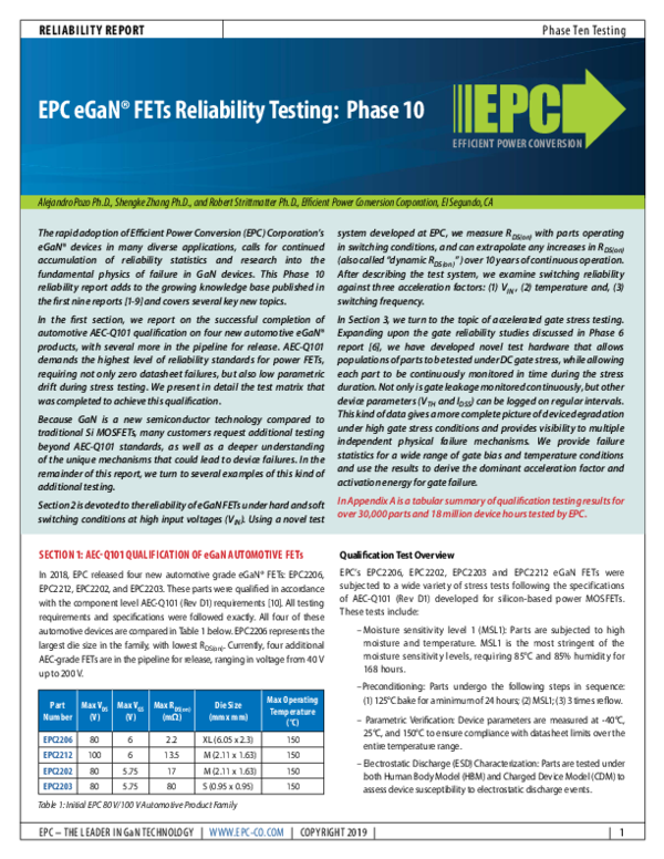 (PDF) FETs Reliability Testing : Phase 10