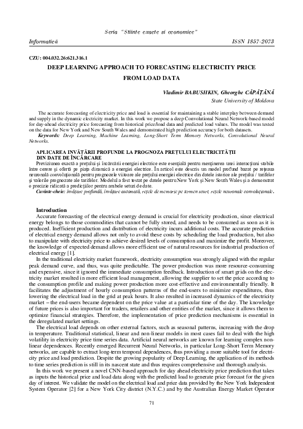 (PDF) Deep Learning Approach to Forecasting Electricity Price from Load ...