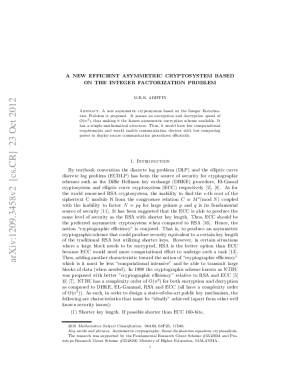 (PDF) Integer Factorization Problem