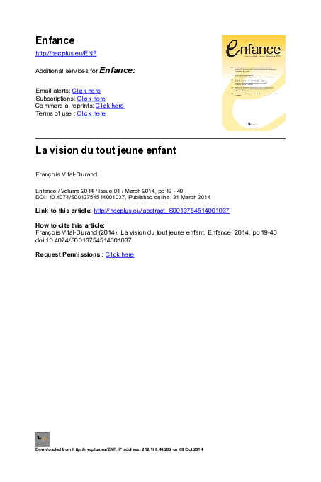 (PDF) La vision du tout jeune enfant