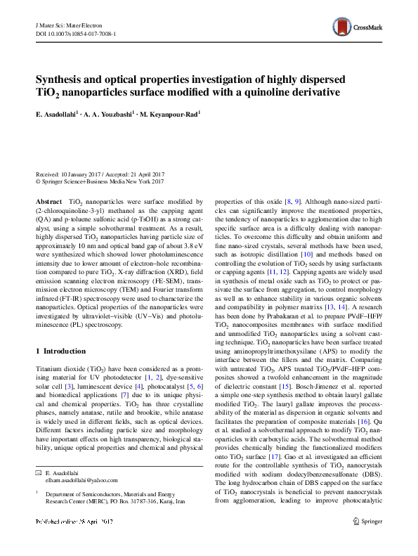(PDF) Synthesis and optical properties investigation of highly ...