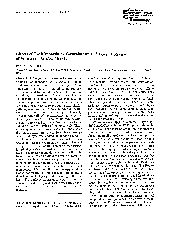 (PDF) Effects of T-2 mycotoxin on gastrointestinal tissues: A Review ...