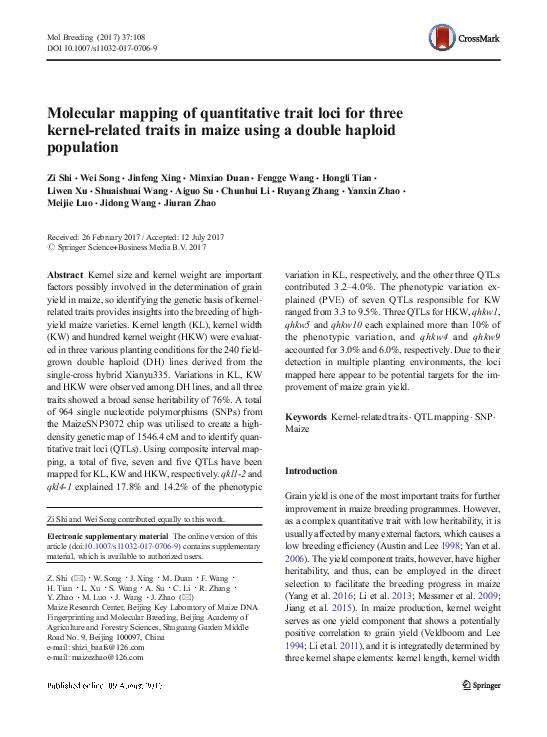 (PDF) Molecular mapping of quantitative trait loci for resistance to ...