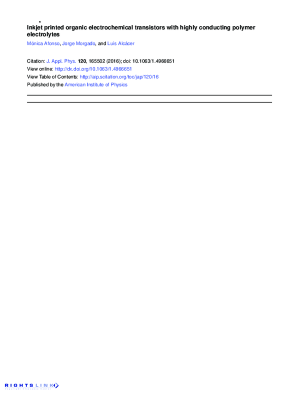 (PDF) Inkjet printed organic electrochemical transistors with highly ...