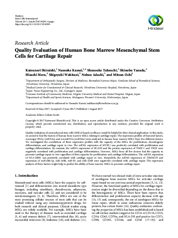 (PDF) Quality Evaluation of Human Bone Marrow Mesenchymal Stem Cells ...
