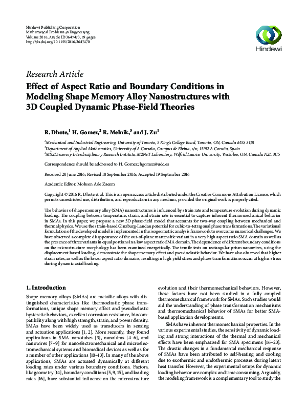 (PDF) Effect of Aspect Ratio and Boundary Conditions in Modeling Shape ...