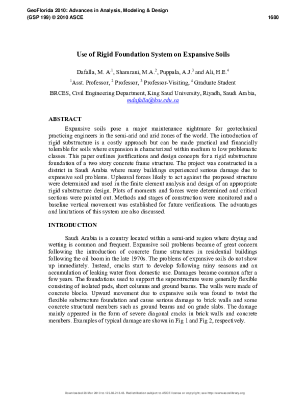 (PDF) Use of Rigid Foundation System on Expansive Soils