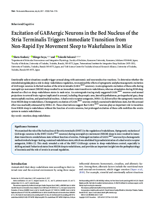 (PDF) Excitation of GABAergic Neurons in the Bed Nucleus of the Stria ...