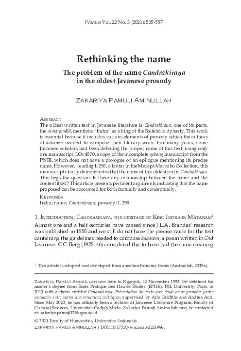 (PDF) Rethinking the name; The problem of the name Candrakiraṇa in the ...
