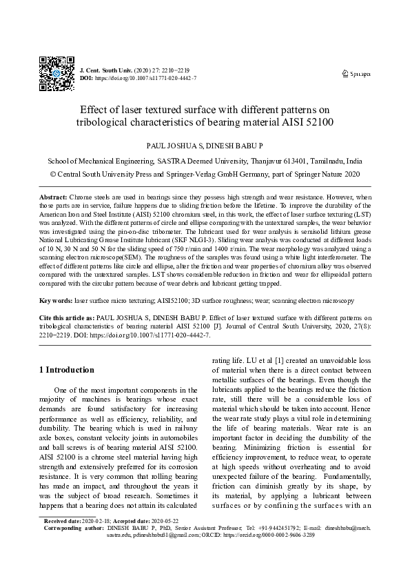 (PDF) Effect of laser textured surface with different patterns on ...