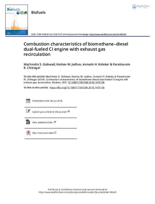 (PDF) Combustion characteristics of biomethane–diesel dual-fueled CI ...