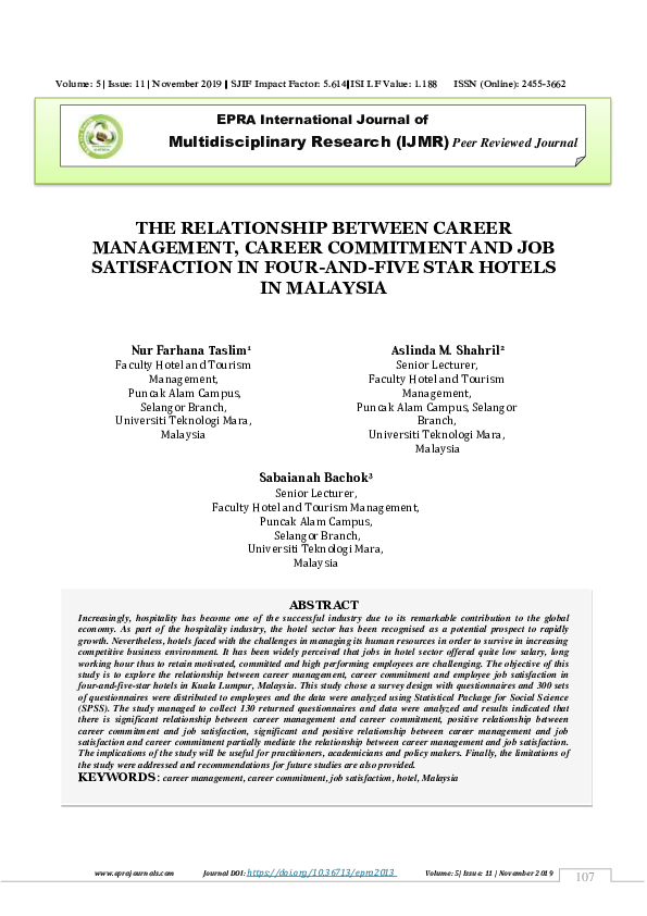 (PDF) The Relationship Between Career Management, Career Commitment and ...