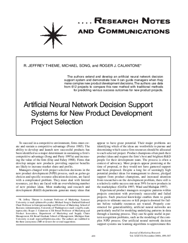 (PDF) Artificial Neural Network Decision Support Systems for New ...