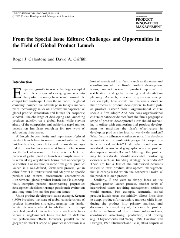 (PDF) From the Special Issue Editors: Challenges and Opportunities in ...