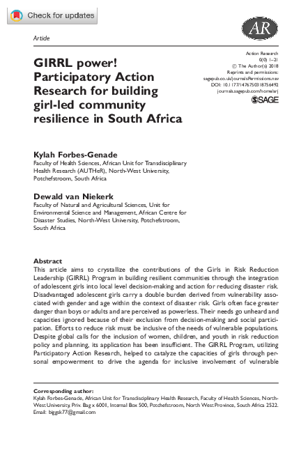 GIRRL power! Participatory Action Research for building girl-led community resilience in South Africa