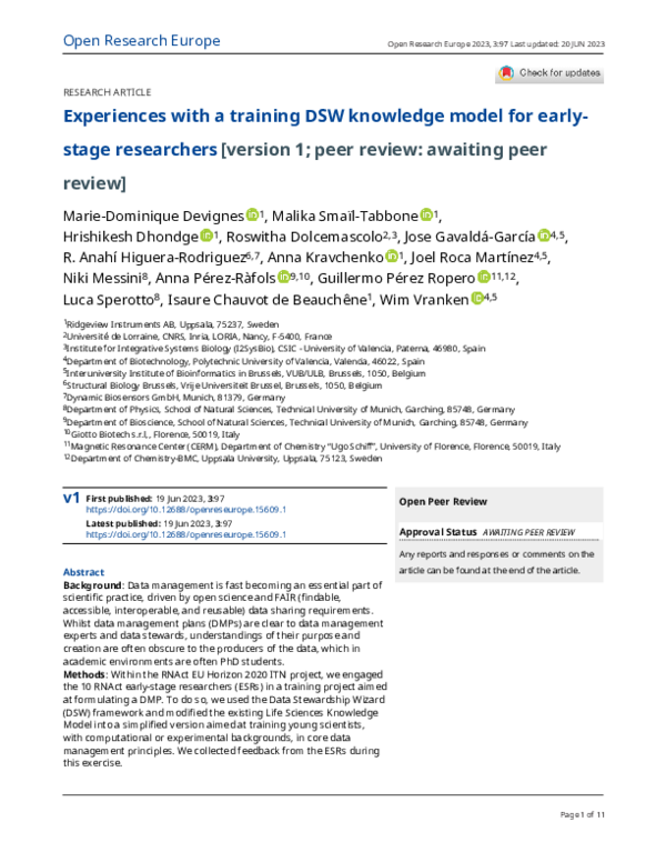 (PDF) Experiences with a training DSW knowledge model for early-stage ...