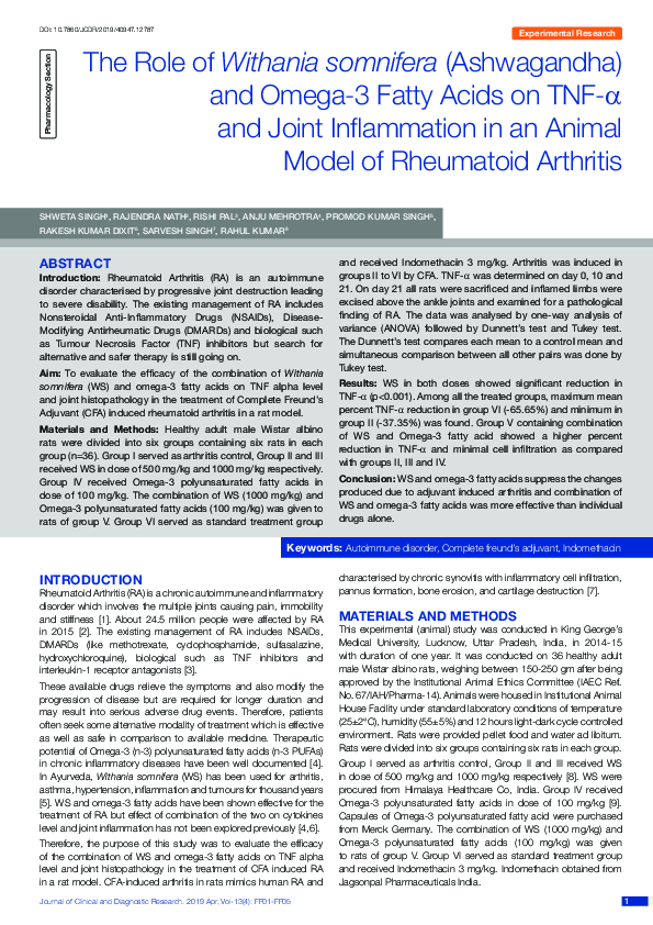 (PDF) The Role of Withania somnifera (Ashwagandha) and Omega-3 Fatty ...