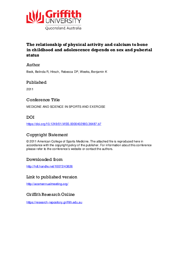 (PDF) The Relationship Of Physical Activity And Calcium To Bone In ...
