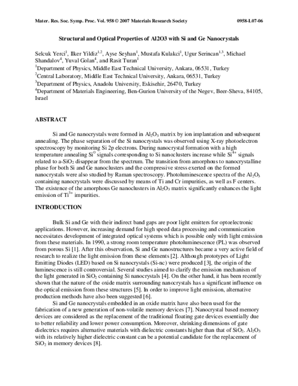 (PDF) Structural and Optical Properties of Al2O3 with Si and Ge ...