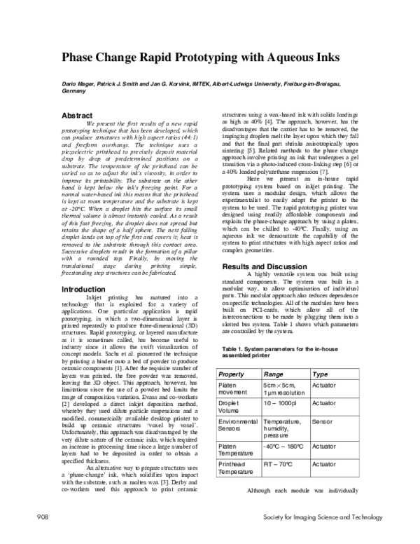 (PDF) Phase Change Rapid Prototyping with Aqueous Inks