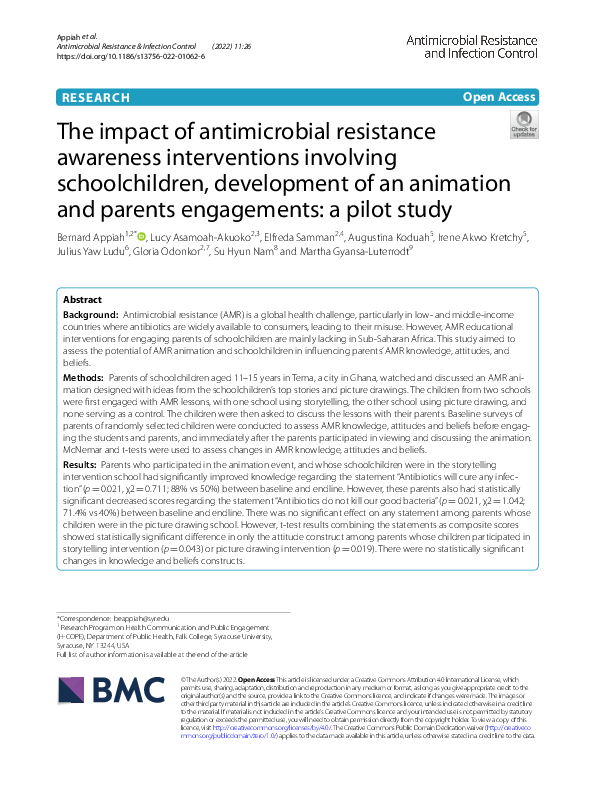 (PDF) The impact of antimicrobial resistance awareness interventions ...