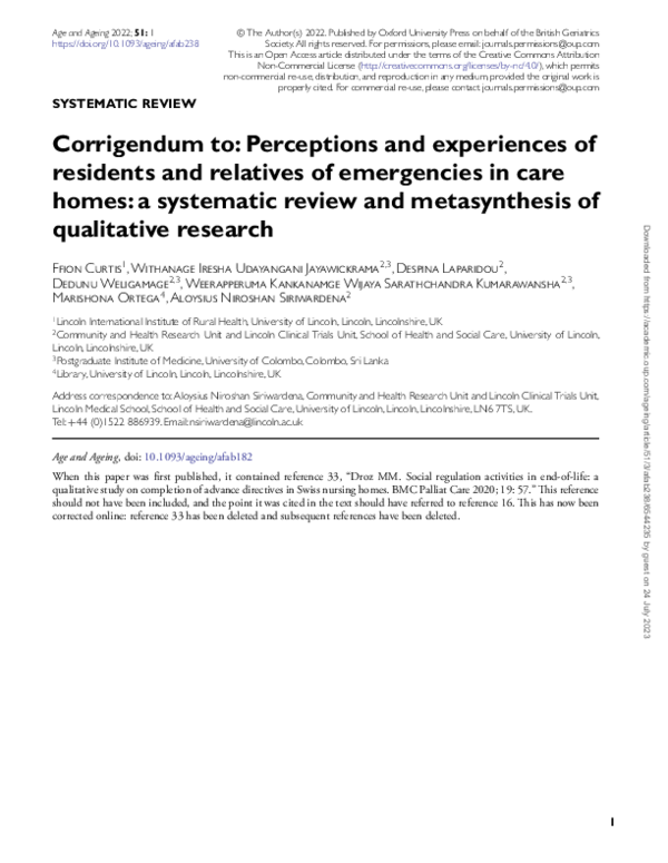 (PDF) Corrigendum to: Perceptions and experiences of residents and ...