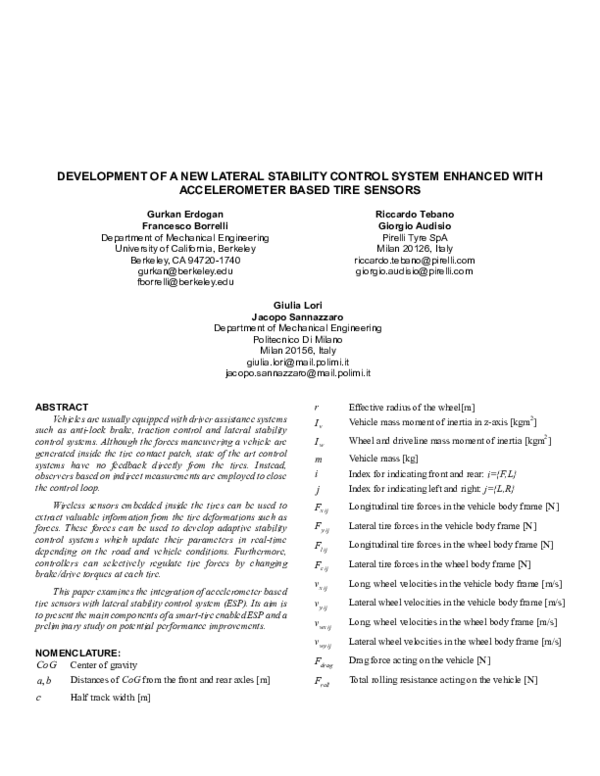 (PDF) Development of a New Lateral Stability Control System Enhanced ...
