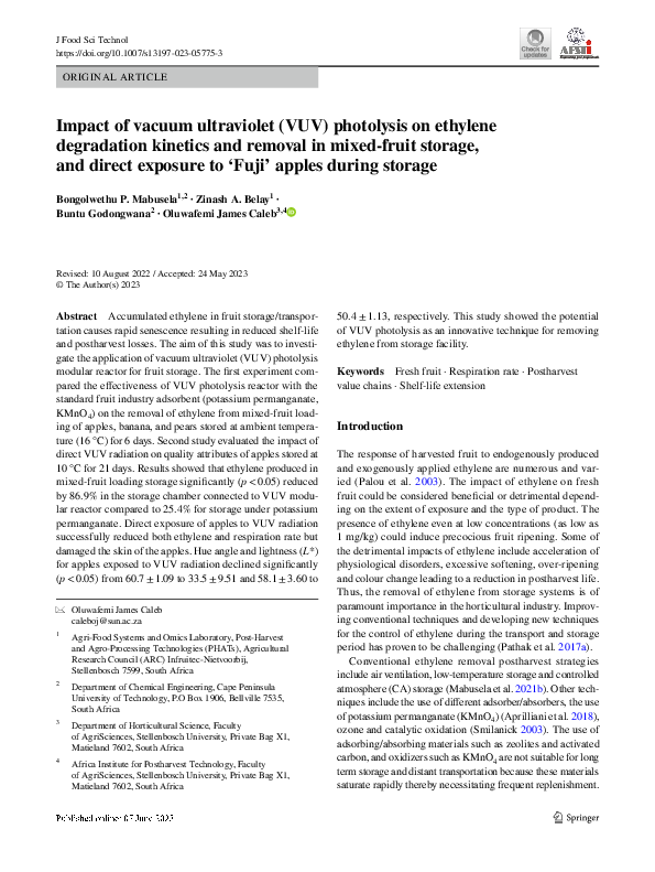 (PDF) Impact of vacuum ultraviolet (VUV) photolysis on ethylene