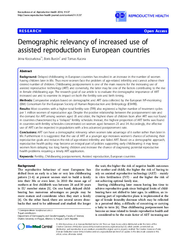 (PDF) Demographic relevancy of increased use of assisted reproduction ...
