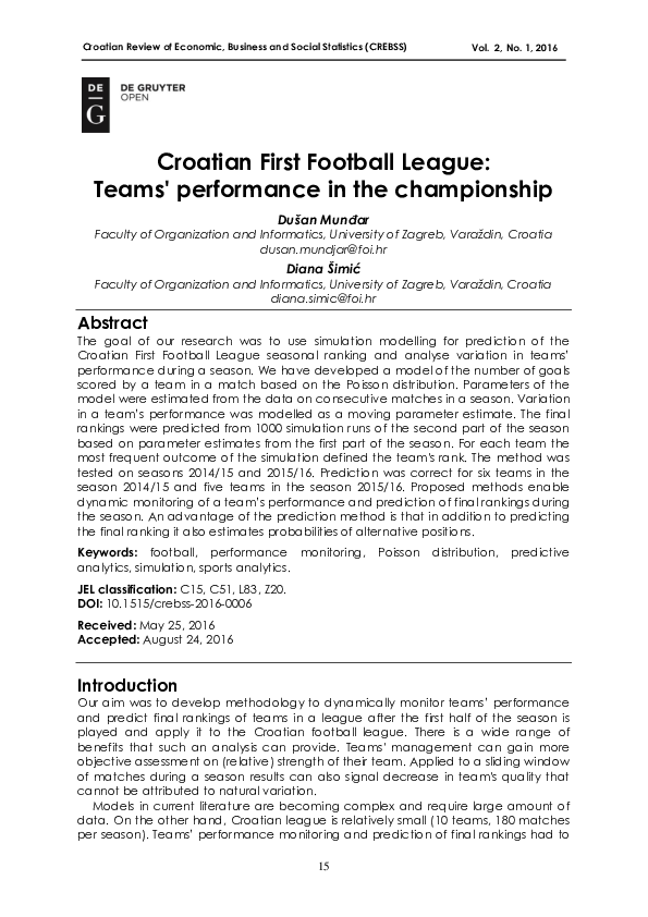 (PDF) Croatian First Football League Teams